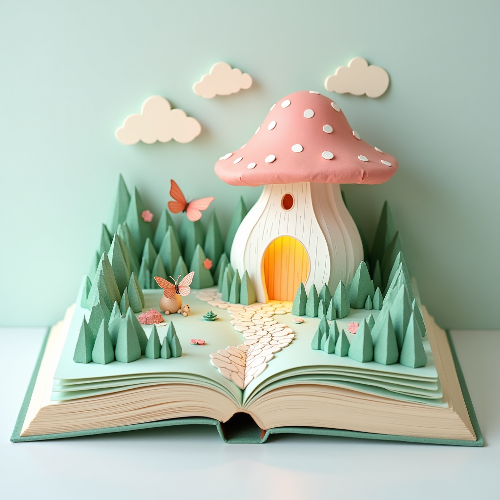 A landscape 3D pop-up book illustration cover
